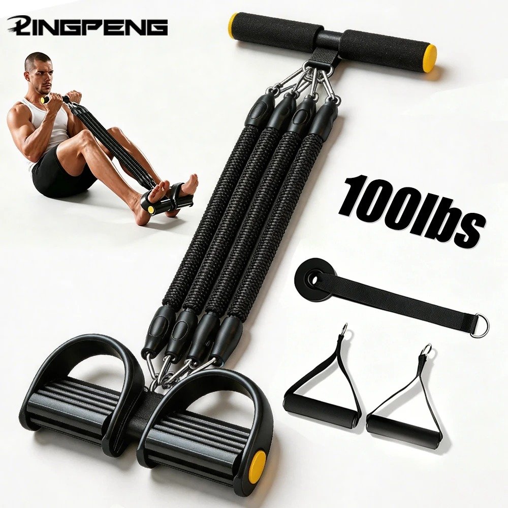 Pedal Resistance Band, 50 to 100 LBS Tension Rope for Abs, Arms, and Chest Workout