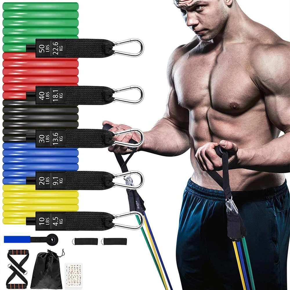 Resistance Bands Set, Home Gym Workout Kit for Strength and Physical Therapy