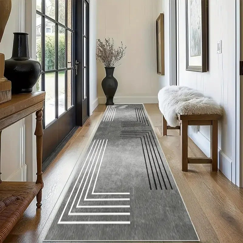 Modern Minimalist Non Slip Hallway Rug, Entrance and Kitchen Runner Doormat