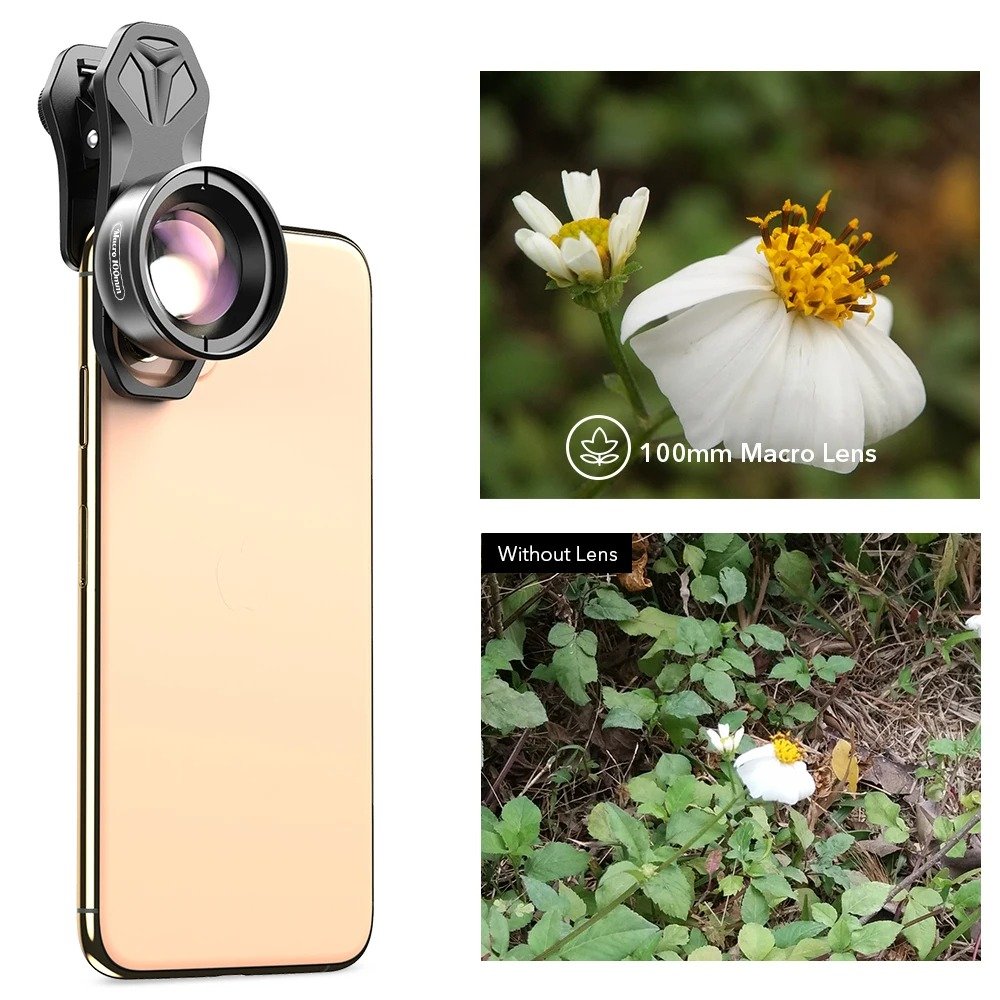 100mm Macro Phone Camera Lens with CPL and Star Filter, 4K HD Clip On Lens
